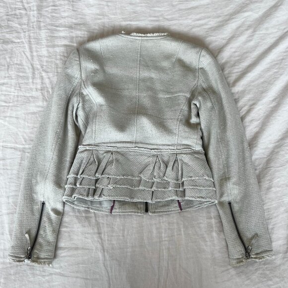 Banana Republic Cropped Tweed Jacket Size P2 Color: Stone - Picture 7 of 8